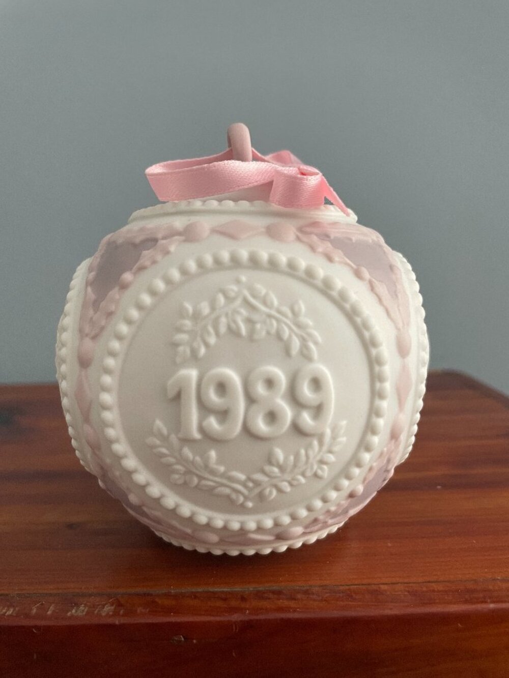 Lladro Matte Porcelain Pink 1989 Annual Christmas Ornament Birds Vintage